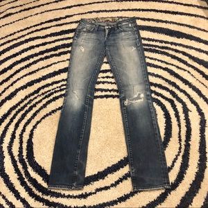 Paige Premium Denim Distressed Skinny Jeans sz 25